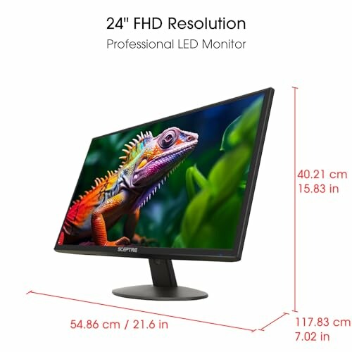 24-inch FHD LED monitor with colorful lizard display