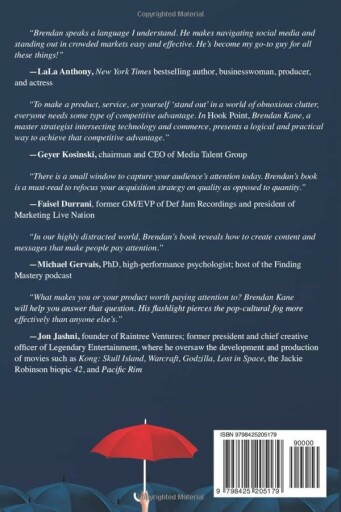 Brendan Kane's Hook Point book highlighting marketing strategies