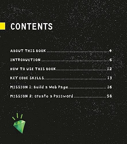 Table of contents with sections on web page building and password creation