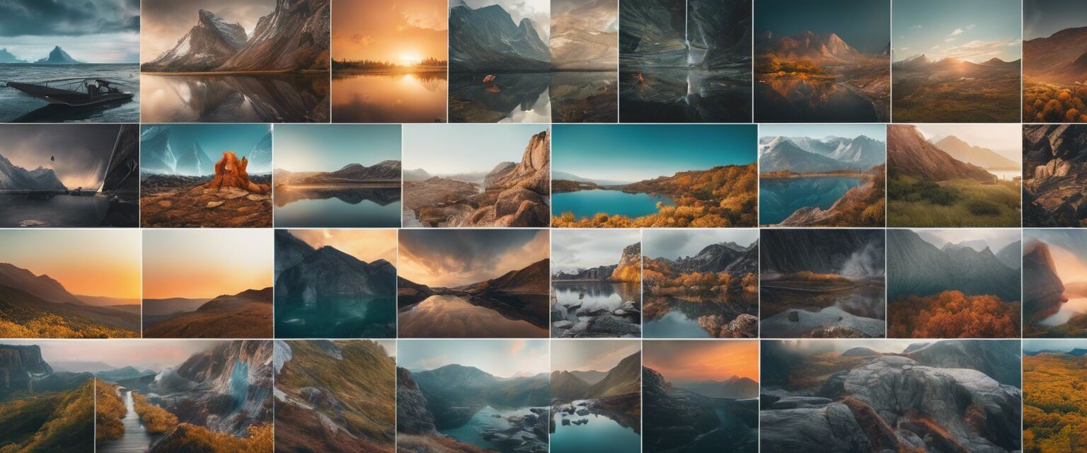 Collage of engaging visuals for website design