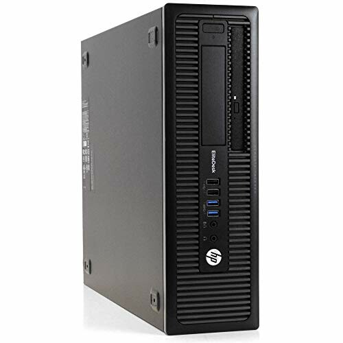 HP EliteDesk 800 G1 SFF desktop computer, black, front and side view