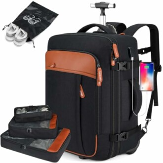 Travel backpack with luggage set and shoe bag