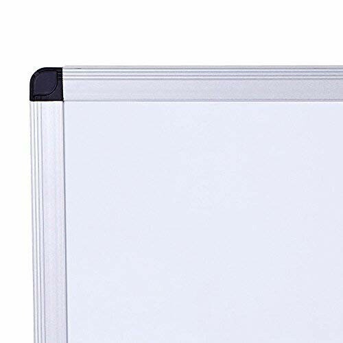 Corner of a whiteboard with silver frame